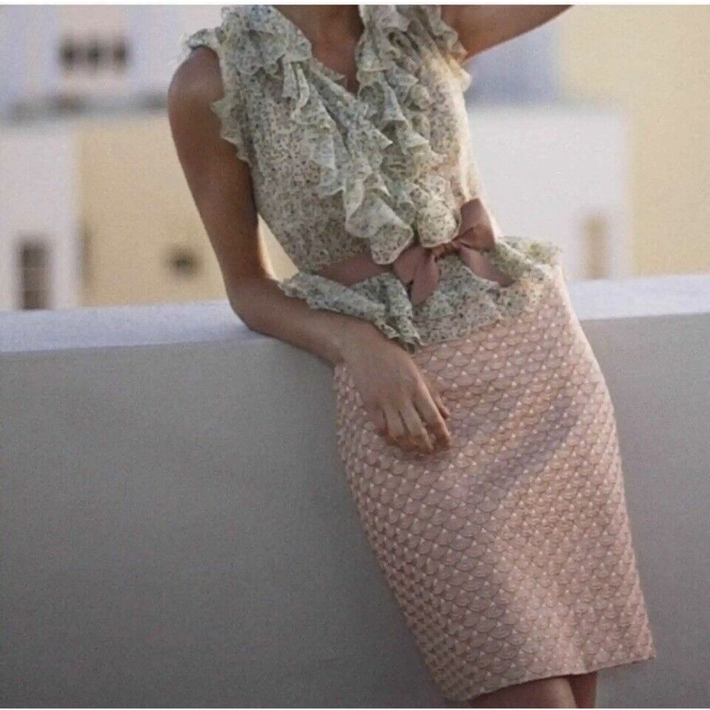 Leifsdottir Anthropologie Women's Skirt Pink & Champagne Tapestry Size 10